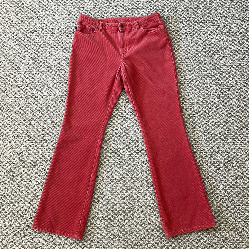 Women's Red Boot Cut Corduroy Pants